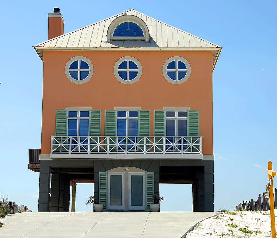 naranja, verde azulado, negro, casa, florida, casa de playa, bienes raíces, costa, arquitectura, finca