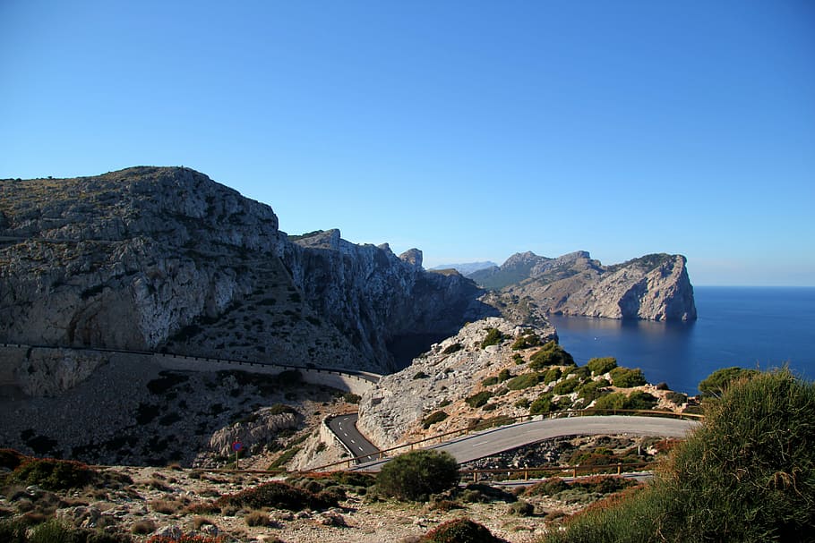 mallorca, formentor cable, mediteraneo, water, sky, sea, scenics - nature, mountain, clear sky, land