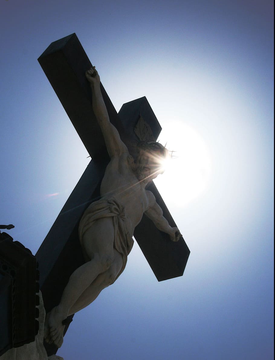 crucifix statue photo, daytime, Crucifix, statue, jesus, god, catholic, cross, crucifixion, like
