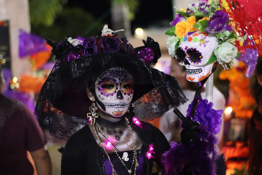 カトリーナ, 死者の日, メキシコ, お祝い, 女性, 死, 伝統, マスク-変装, 変装, マスク