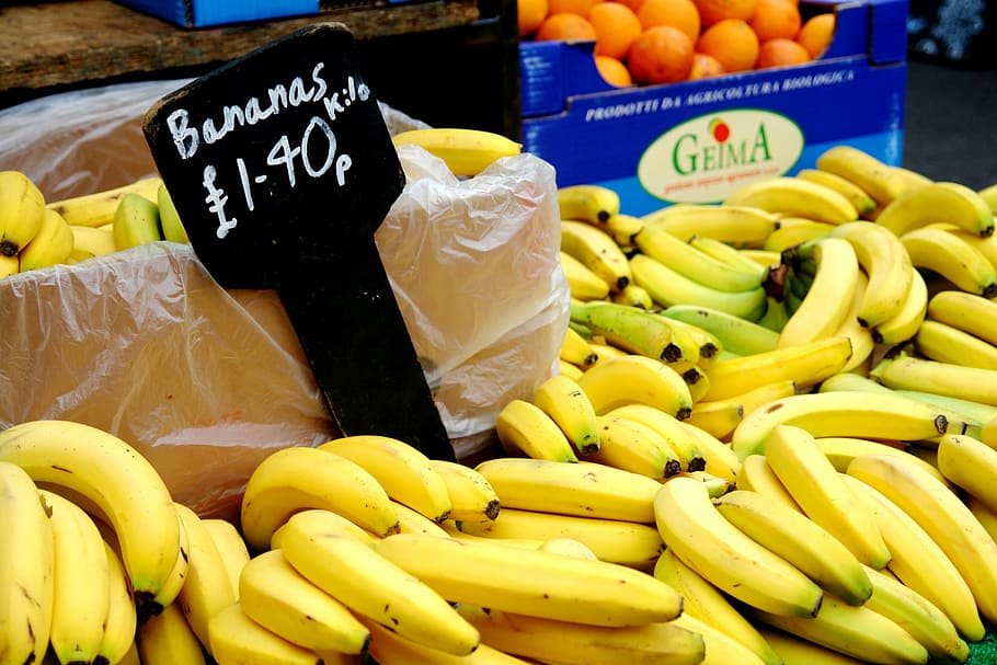 bananas, fruit, market, banana, food, freshness, retail, healthy Eating, store, market Stall