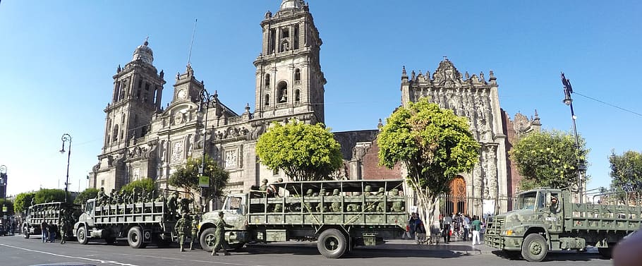cathedral, churches, mexico, military, army, architecture, mode of transportation, transportation, city, tower