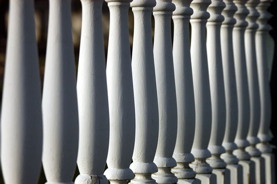 shapes, layers, shadows, architectural Column, architecture, balustrade, baluster, in a row, close-up, pattern