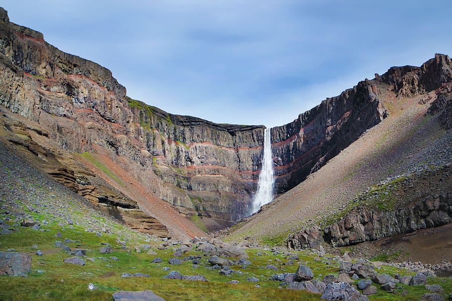 ハンギフォス, アイスランド, カスケード, 風景, 山, 色, サーカス, 崖, 旅行, 風光明媚な-自然