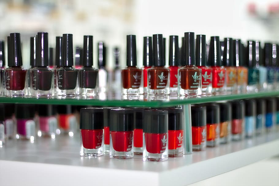glazes, beauty, fashion, colors, red, orange, nails, in a row, indoors, close-up