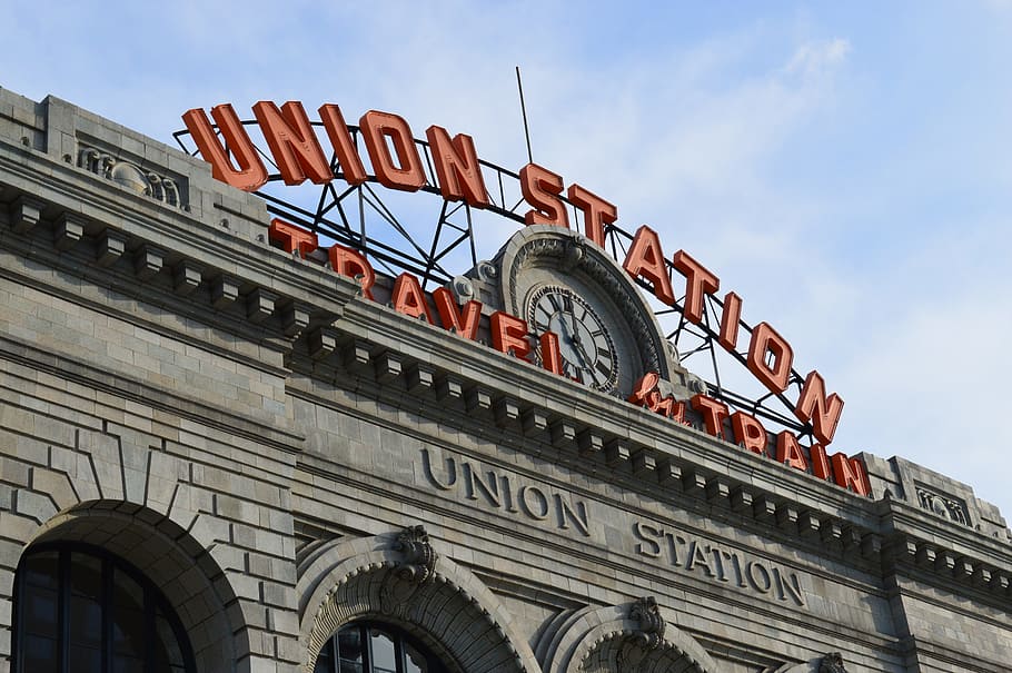 union station travel, train, union station, colorado, denver, transportation, railroad, landmark, architecture, building exterior