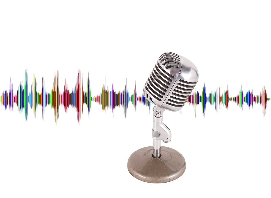podcast, microphone, wave, audio, music, recording, radio, studio, record, voice