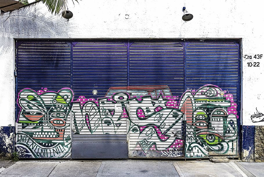 closed, purple, shutter doors, background, graffiti, grunge, street art, graffiti wall, graffiti art, artistic