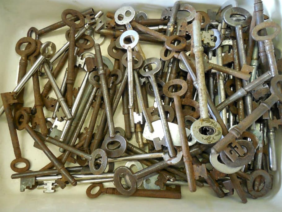 skeleton, keys, antique, security, vintage, lock, metal, old, house, retro