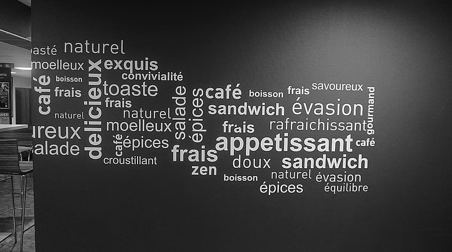 wall, print, write, product, words, order, menu, chair, restaurant, store