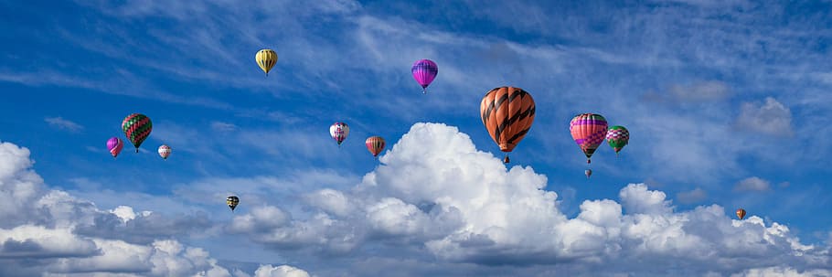 assorted-color, hot, air balloons, emotions, holidays, holiday, clouds, balloon, hot air balloon ride, fly