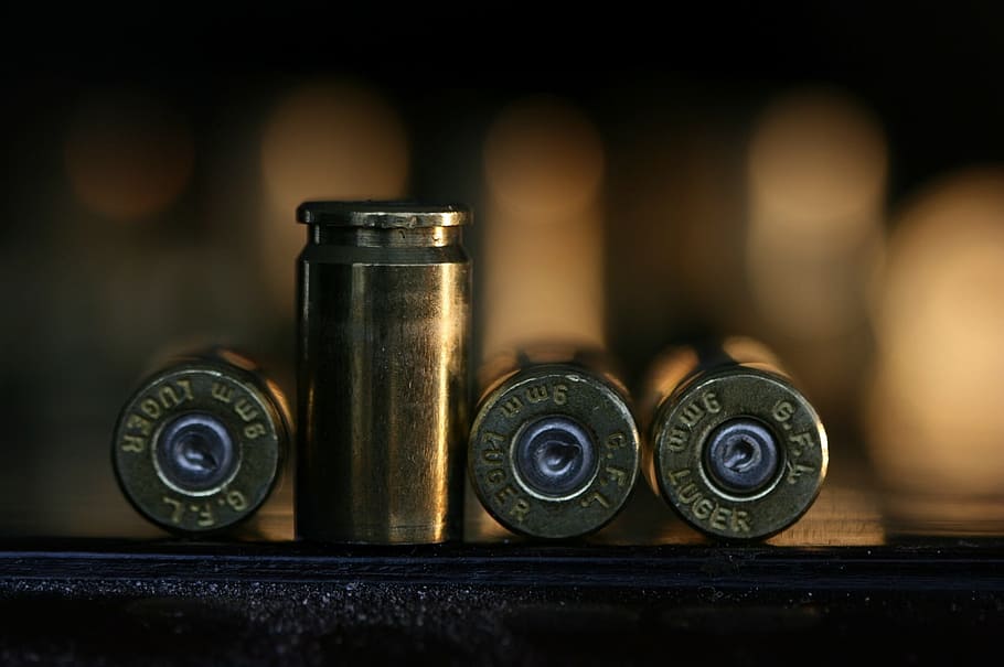 brass-colored bullet, bullets, bullet, shell, weapon, shot, ammunition, cartridge, lead, caliber