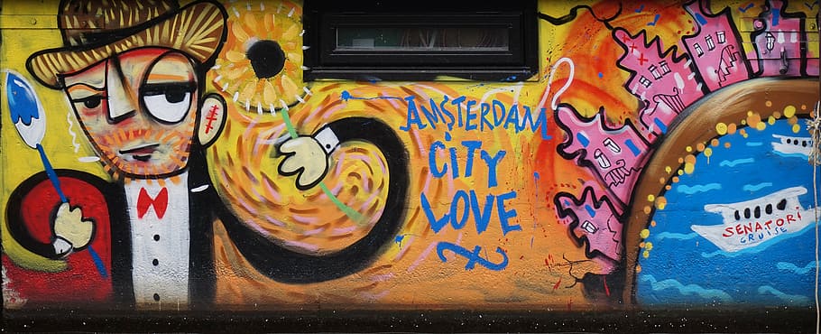 amsterdam, graffiti, art, holland, vandalism, spray, house wall, deco, spray paint, illegal