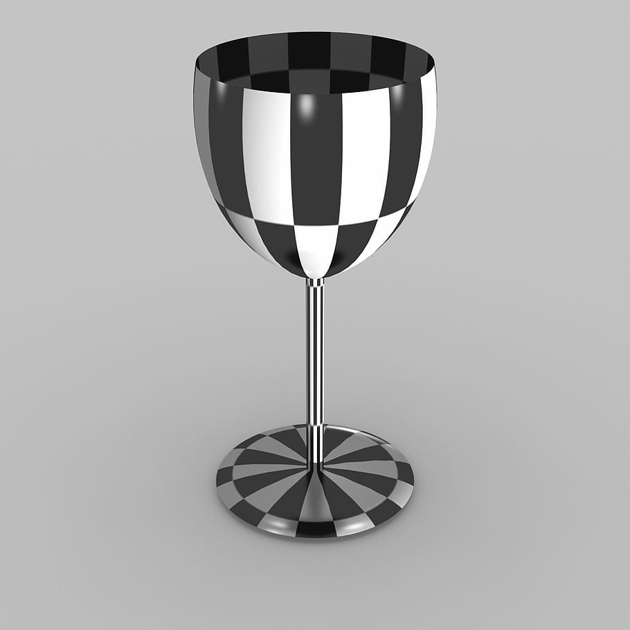 Chalice, Chequered, 3D, Model, Check, 3d, model, checked, design, graphical, geometric