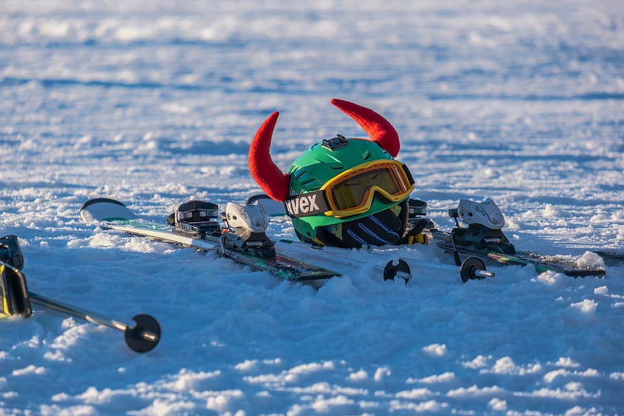 winter, ski helmet, goggles, helm, security, skiers, runway, fun, winter sports, ski