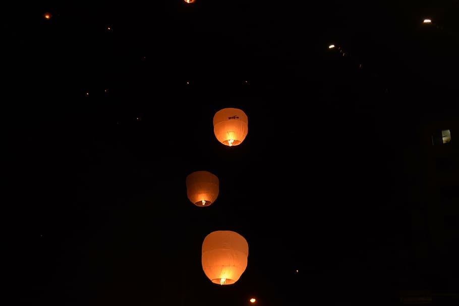 paper lantern, night, sky lanterns, lantern, sky lantern, buddhism, tradition, illuminated, celebration, moon