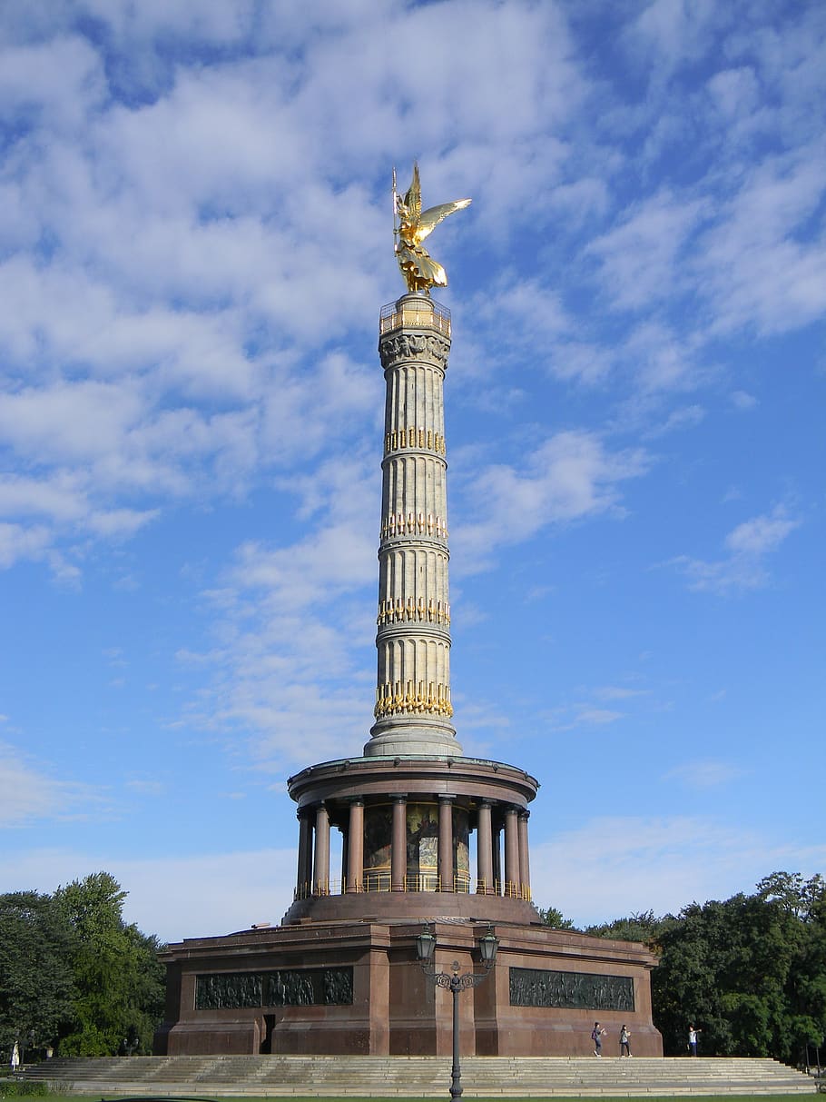 victory pillar, berlin, monument, landmark, architecture, victory, germany, europe, blue, symbol