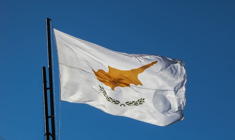 cyprus, flag, waving, independence day, 1st april, blue, wind, sky, patriotism, clear sky