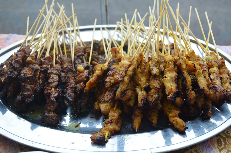 satay, malaysian food, grilled, food, meet, food and drink, ready-to-eat, meat, freshness, close-up