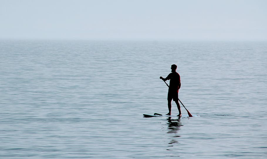 доска для гребли, вода, Sup, Stand Up Paddle, Атлантика, водные виды спорта, спорт, море, природа, один человек