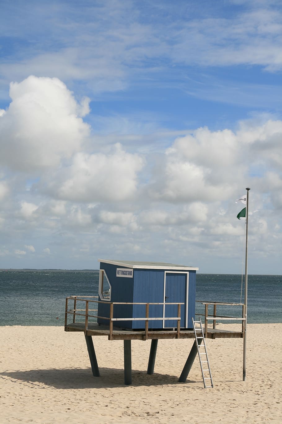 sylt, beach, bathing place, beach rescue, summer, north sea, sky, water, clouds, cloud - sky