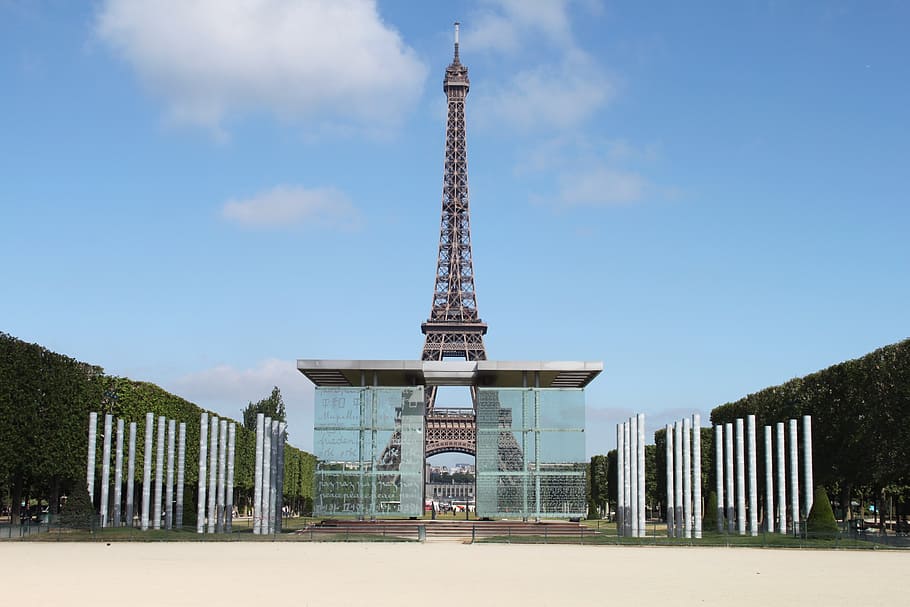 france, paris, eiffel tower, may, champs de mars, wall of peace, architecture, built structure, sky, tower