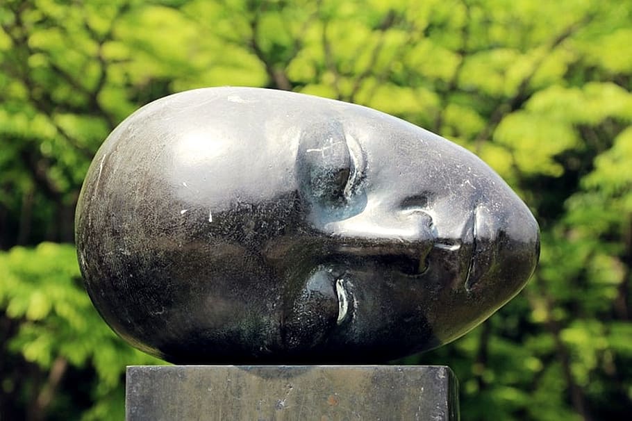 female, head bust, black, surface, selective, photographty, nature, some people don't, statue, grief