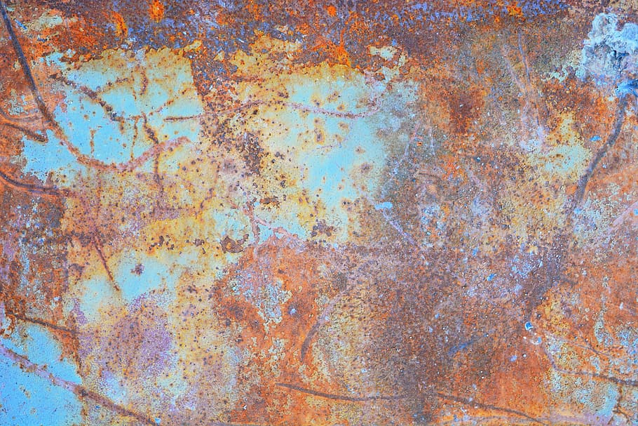 brown, teal, rusted, steel surface, Metal, Rust, Paint, Texture, rusty, blue
