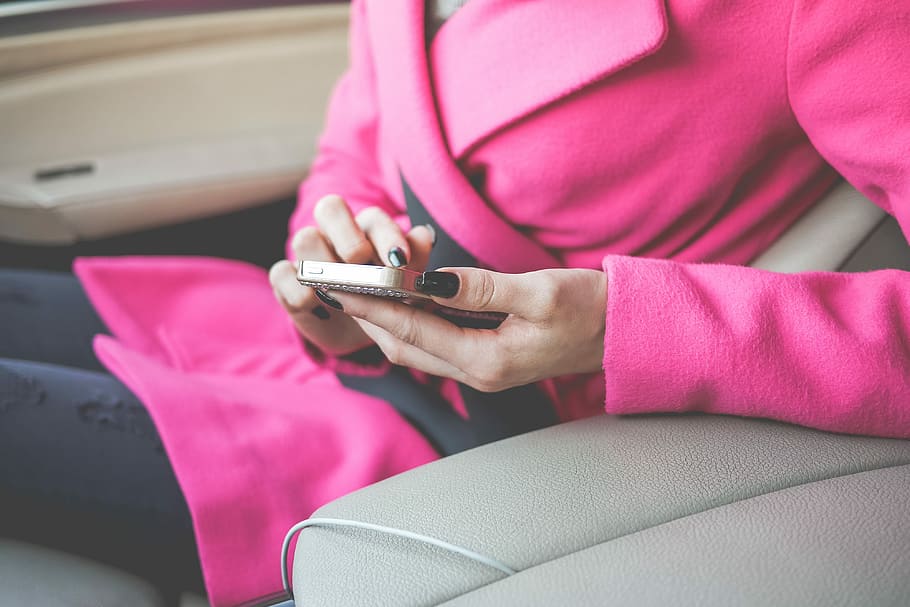 using, phone, Nicely, Dressed, Woman, Phone in, Car, business, cars, coat