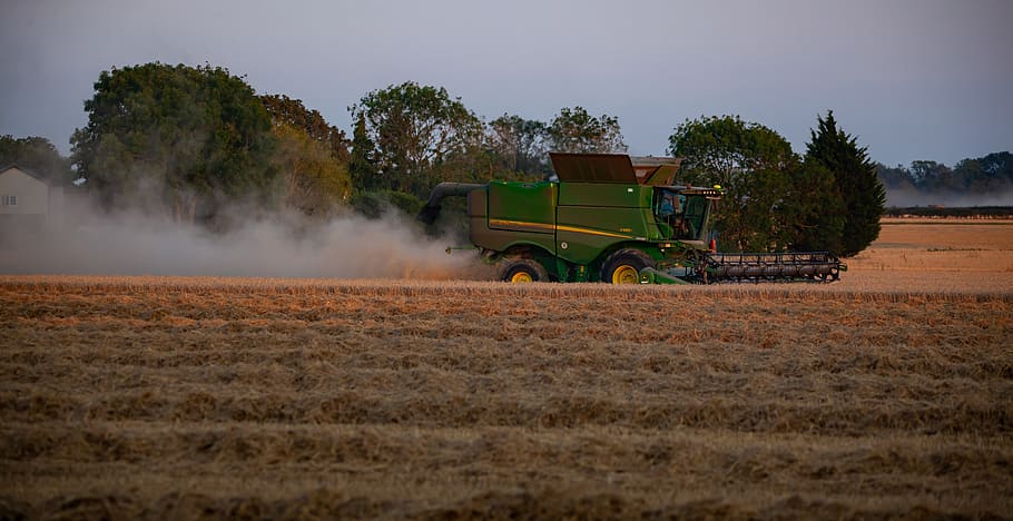 combine harvester, combine, harvest, wheat, tractor, field, agriculture, cornfield, machine, autumn