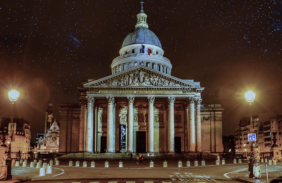 Panthéon, la, nuit, Paris, France, night, time, architecture, illuminated, built structure