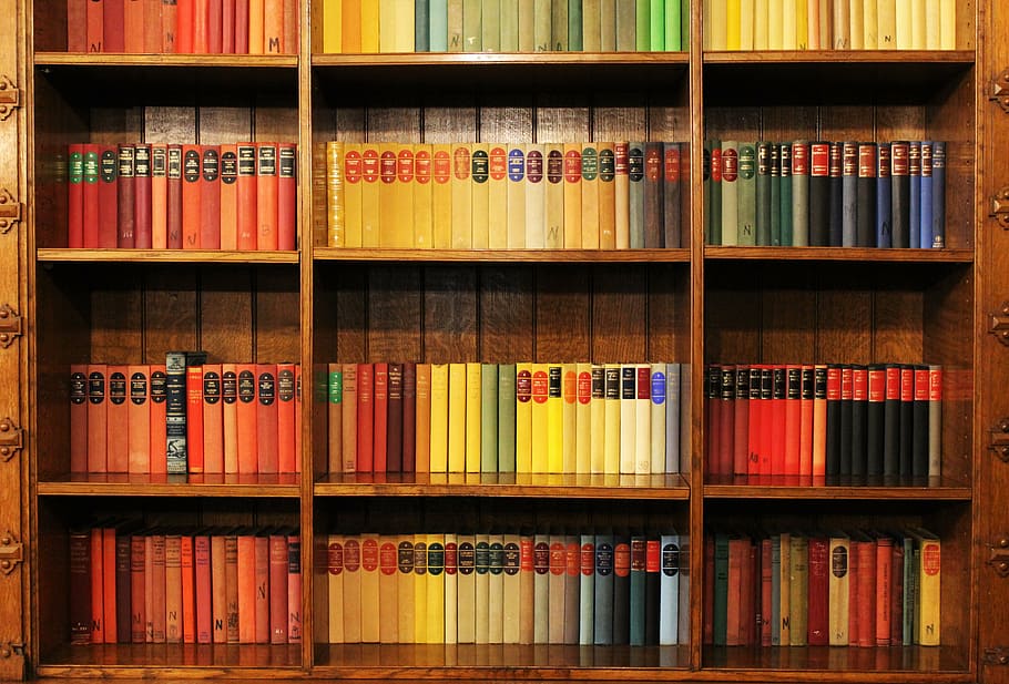 book shelf, filled, books, bookshelf, library, literature, shelf, bookcase, book, publication