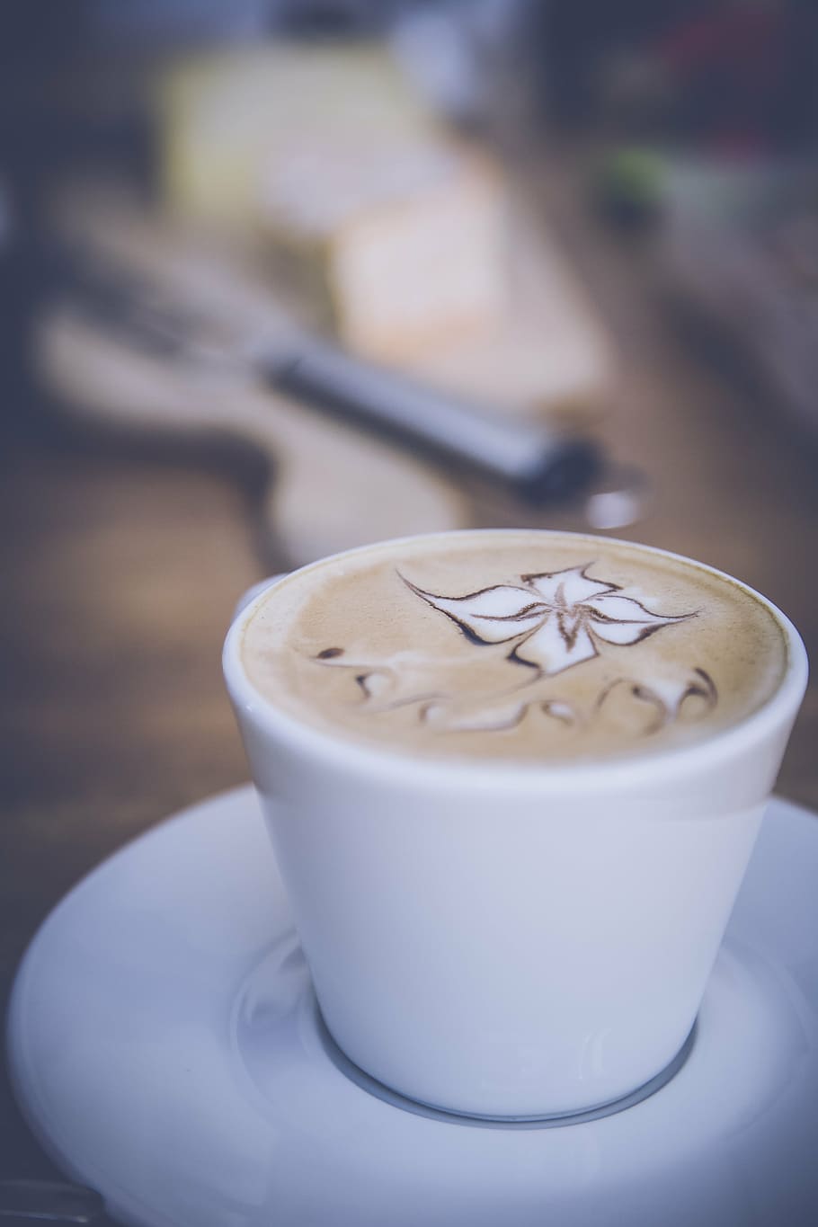 white, coffee cup, saucer, espresso, coffee, ceramic, cup, latte, art, coffee shop