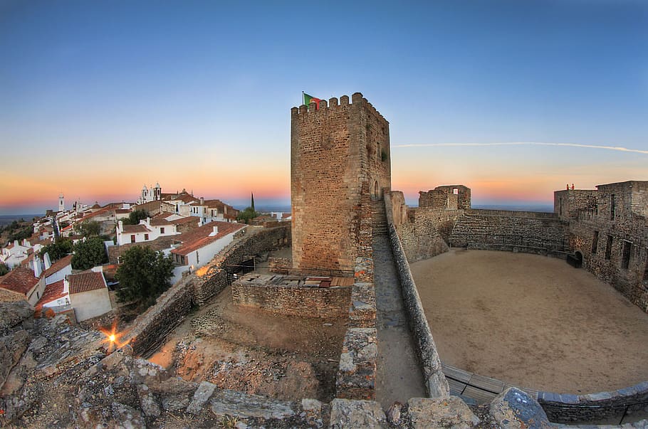castelo, monsaraz, panorâmico, portugal, europa, torre, turismo, viagens, férias, historicamente