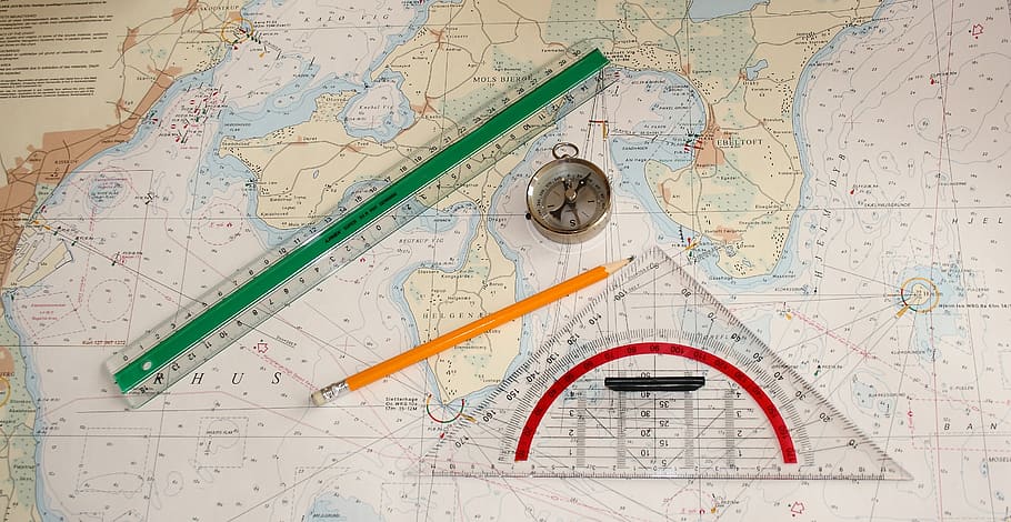world map travel planner - maritim, navigation, chart, compass, protractor, ruler, pencil ...