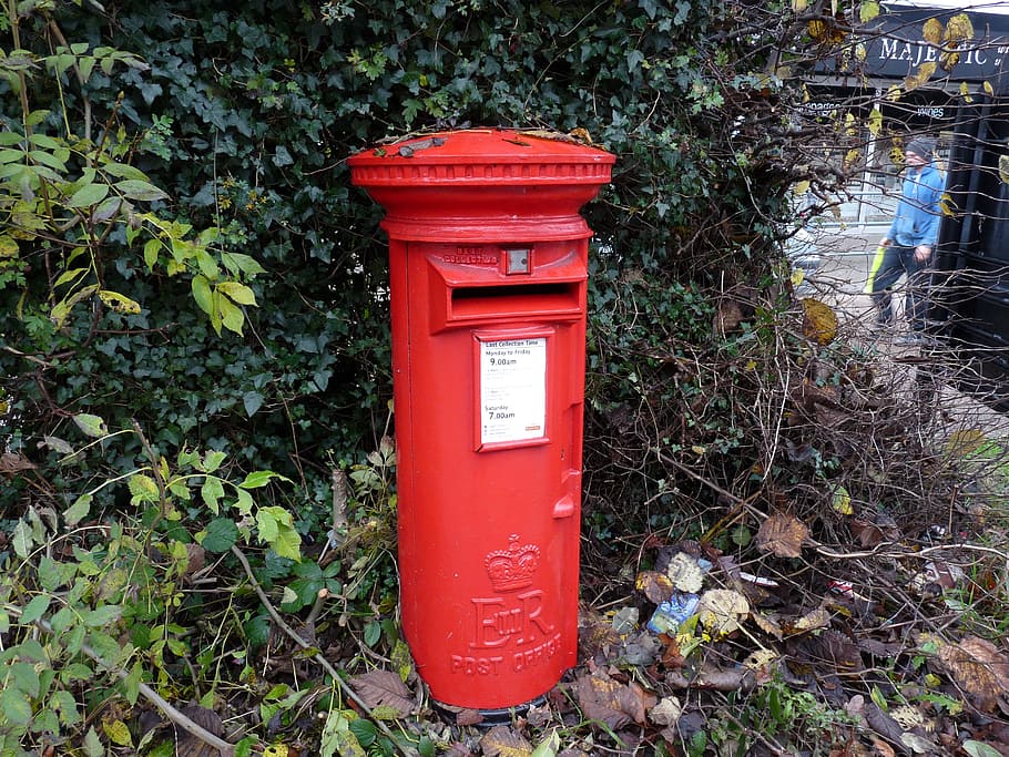 buzón, rojo, inglés, correo, británico, inglaterra, antiguo, tradicional, colección, comunicación
