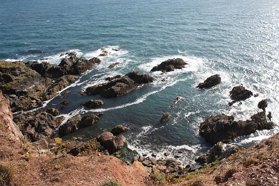 mar, costa, aguas, naturaleza, playa, britannia, plymouth, agua, roca, belleza en la naturaleza