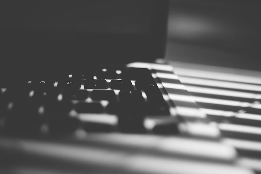 black, white, shadows, MacBook, Black White, White Shadows, technology, computer Keyboard, computer, internet
