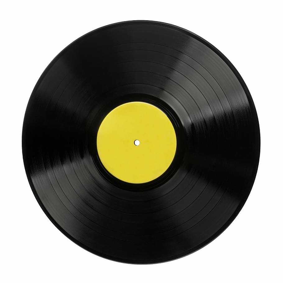 black vinyl record, vinyl, lp, record, angle, music, old-fashioned, retro styled, black color, label