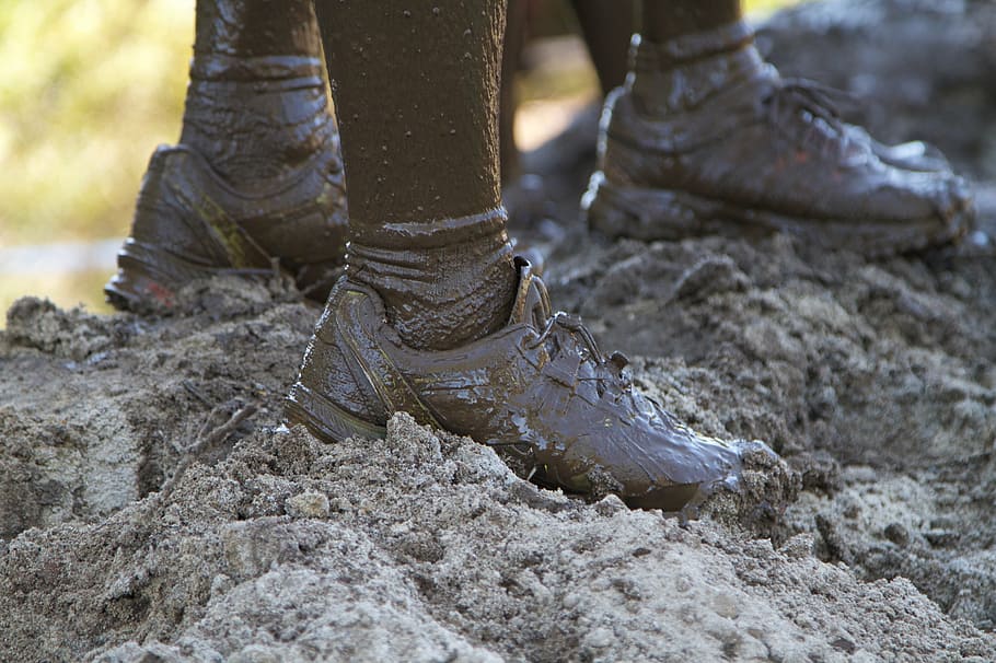 sport, competition, foot race, shoe, mud, cross, jogging, obstacle, low section, human leg