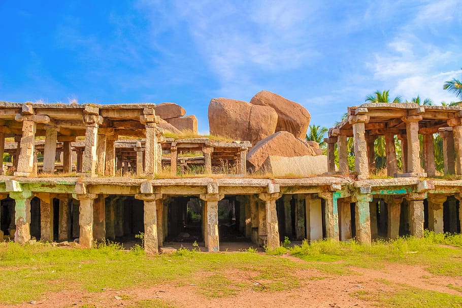 hampi, ruins, ancient, india, structure, architecture, monument, history, culture, historical