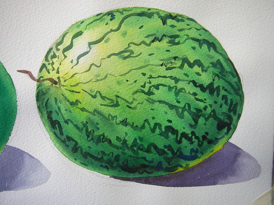 絵画 スイカ 水彩 イラスト フルーツ 緑の色 食べ物 食べ物と飲み物 鮮度 甘い食べ物 Pxfuel