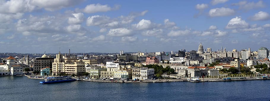 cityscape, sky, clouds, havana, Skyline, Havana, Cuba, Cuba, photos, public domain, harbor