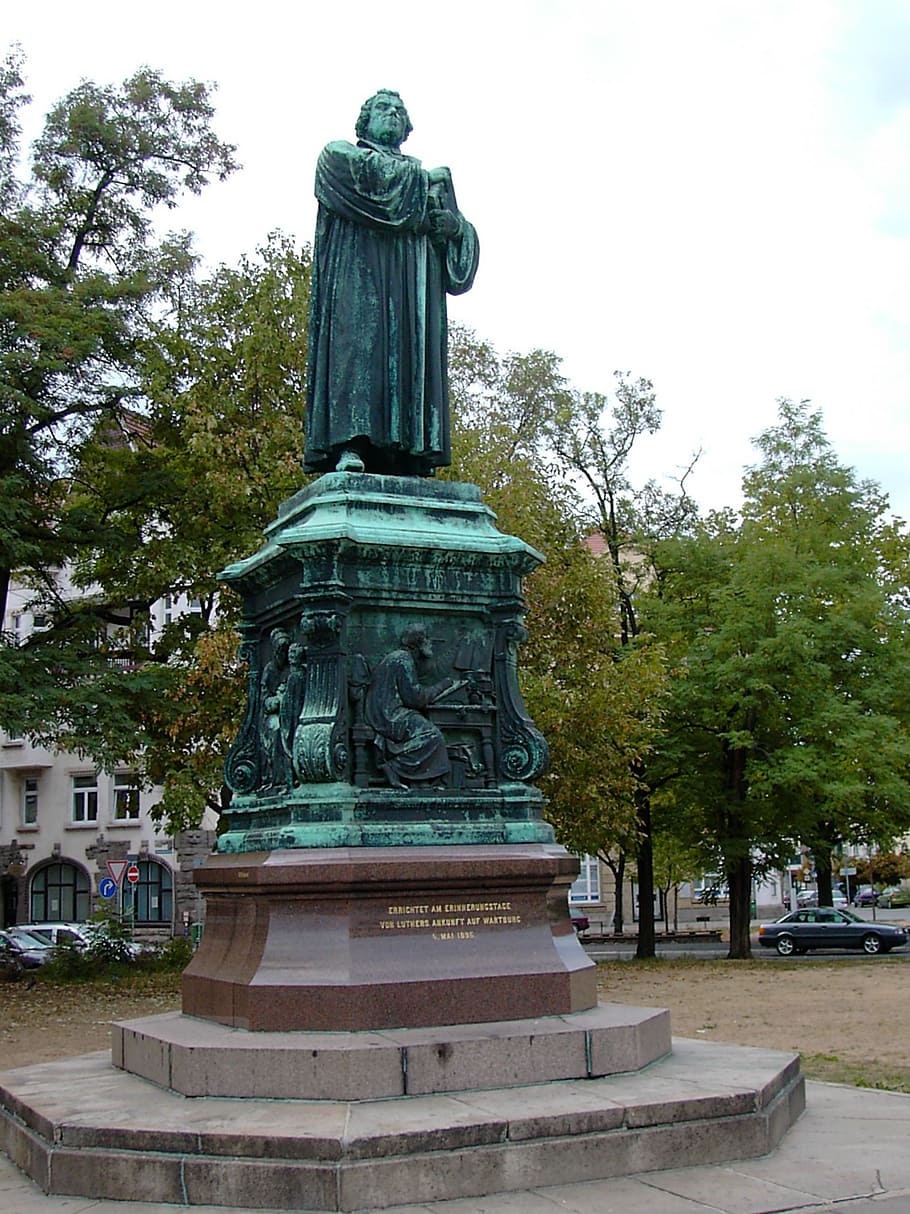 martin luther, monument, still image, bronze, polished stone base ...