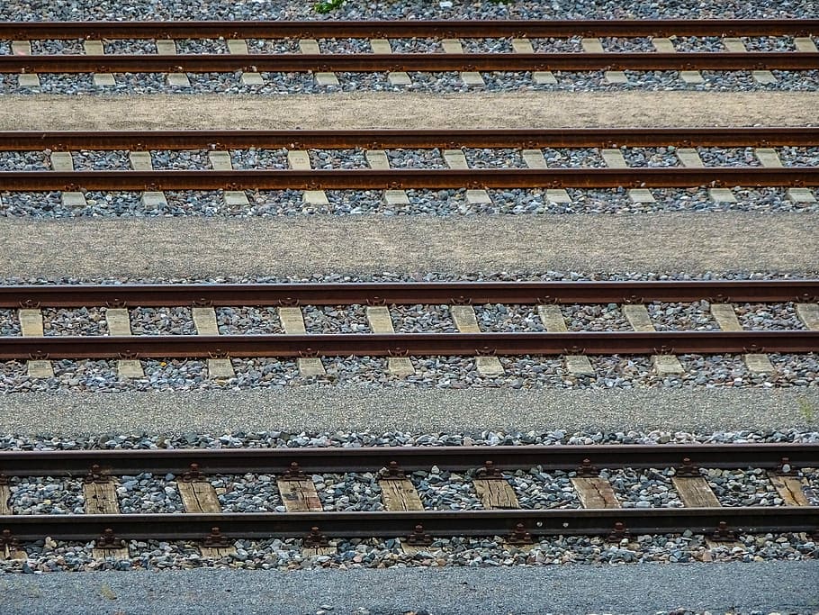 black train railways, train, gleise, traces, parallel, seemed, railway, transport, rail traffic, railroad track