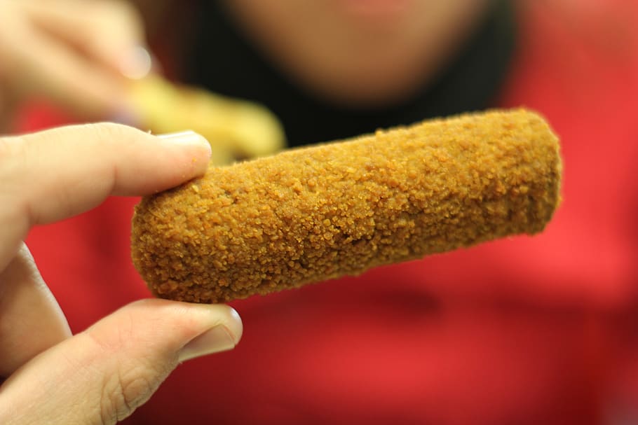 kibble, netherlands, food, tasty, croquettes, human hand, human body part, hand, holding, close-up