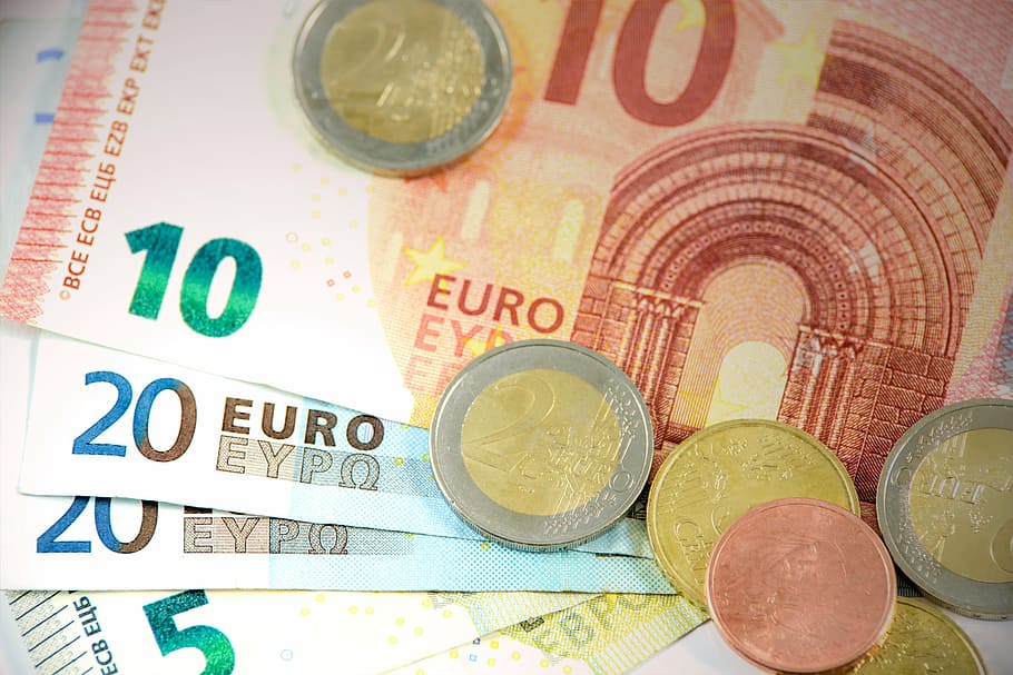 ユーロ紙幣, 硬貨, ユーロ, お金, 通貨, ヨーロッパ, 背景, クレジット, 現金, 危機