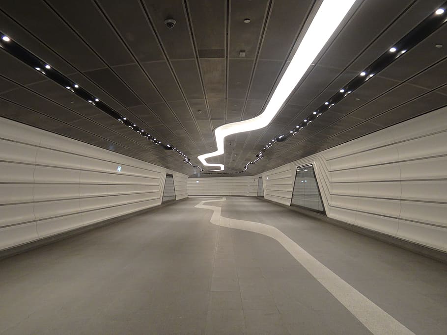 túnel, subterráneo, futurista, túnel peatonal, wynyard walk, sydney, australia, arquitectura, vacío, adentro