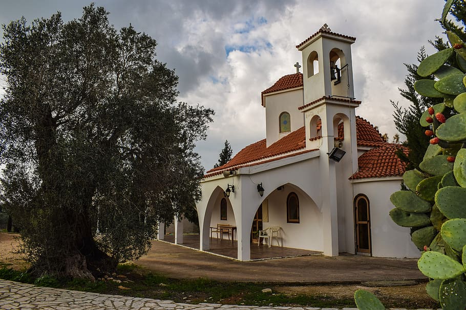 church, scenery, countryside, cyprus, architecture, religion, christianity, orthodox, archangel gabriel, paralimni