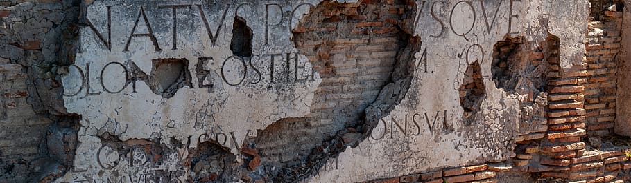 Ostia, las ruinas de los tiempos antiguos, inscripciones, Italia, historia, turismo, antiguo, arqueología, históricamente, monumentos
